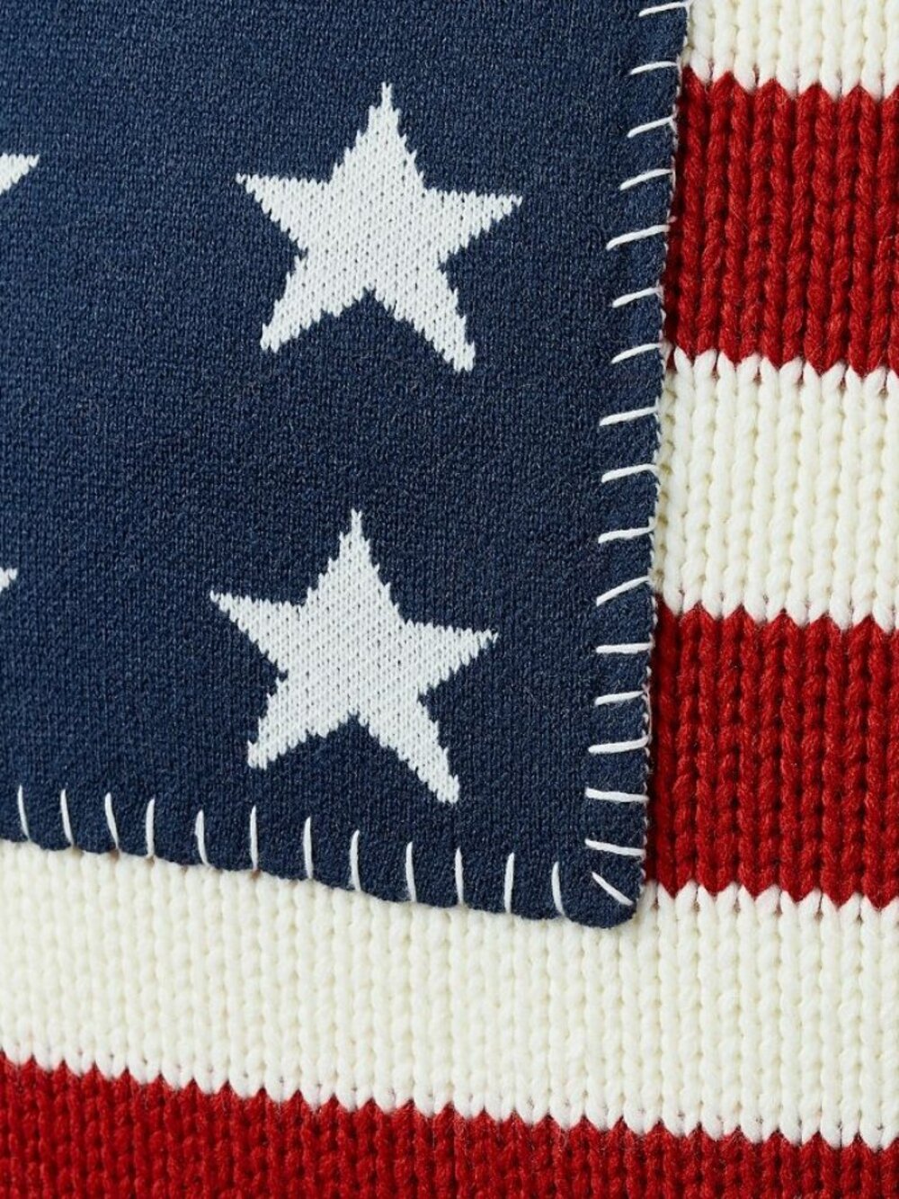 Pottery Barn American Flag Cable Knit Pillow Cover, 24" Square NEW, July 4th - Picture 3 of 5